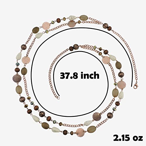 Bocar Long Necklaces for Women Trendy, Boho Layered Crystal Beaded Collar Necklaces for Women and Girls, Fashion Statement Necklaces Jewelry (NK-10084-Brown)