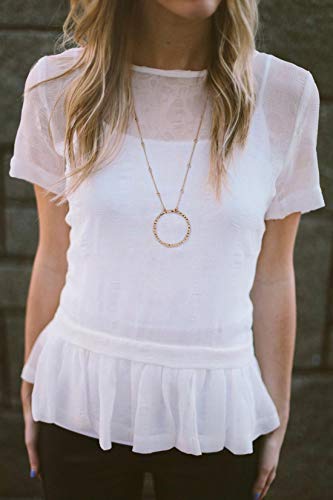 SOFYBJA 18K Gold Plated Circle Pendant Necklace Long Satellite Beaded Chain Jewelry for Women Dainty Hammered Karma Open Circle Charm Geometric Necklace…