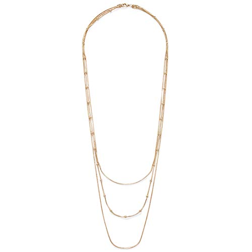 COLORFUL BLING Multilayer Choker Long Chain Tassel Pendant Necklace for Women Girls Beads Necklace Long Bar Charm Chain Jewelry (A Gold three layer)