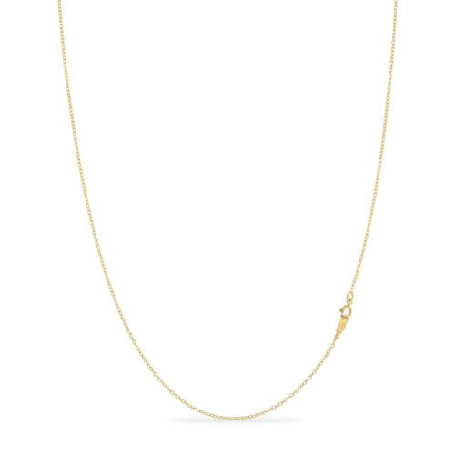 KEZEF 18Kt Gold Chain Necklace for Women, 1.3mm Silver Cable Chain, 30 Inch, with Spring-Ring Clasp, Italian Made