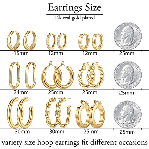 Trendy 14k Gold Plated Hoop Earrings for Women