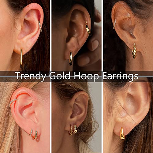 Trendy 14k Gold Plated Hoop Earrings for Women