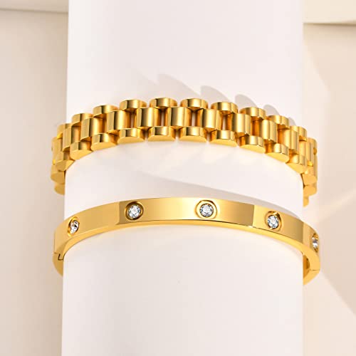 Gold Chain Link Friendship Bracelet with Zirconia Crystal