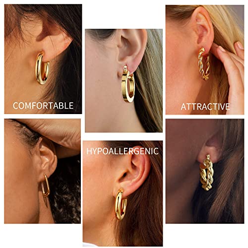 Trendy 14k Gold Plated Hoop Earrings for Women