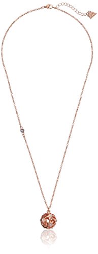 GUESS "Basic" Rose Gold Floral Ball Pendant Necklace, 24" + 2" Extender