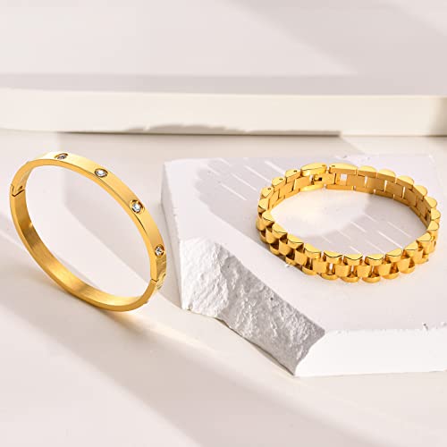 Gold Chain Link Friendship Bracelet with Zirconia Crystal