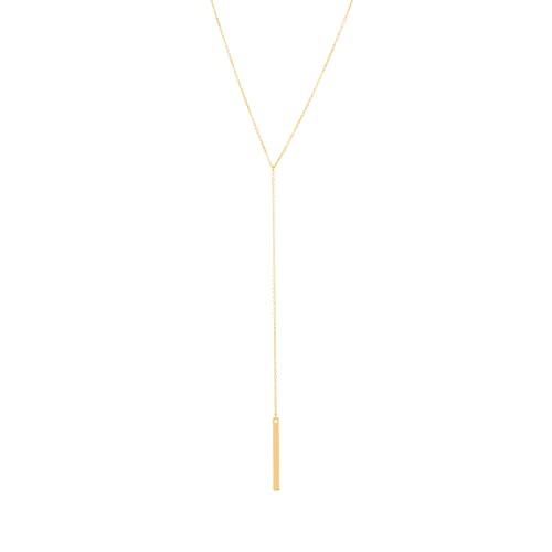 S.J JEWELRY Womens Handmade CZ Simple Delicate 14K Gold Plated/Rose Gold Plated/Silver Plated Lariat Simple Baton Adjustable Y Necklace-Y-1-Baton