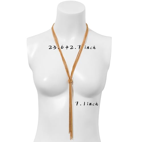 IFKM Long Gold Necklace for Women Dainty Lariat Gold Necklaces 14k Gold Plated Twist Snake Chain Y Necklace Simple Charm Trendy Jewelry Women Girls Gifts (Chain Twist)