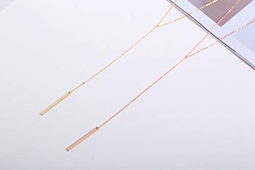 S.J JEWELRY Womens Handmade CZ Simple Delicate 14K Gold Plated/Rose Gold Plated/Silver Plated Lariat Simple Baton Adjustable Y Necklace-Y-1-Baton