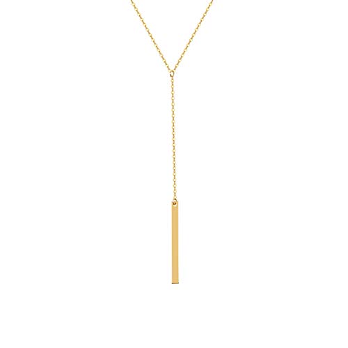 S.J JEWELRY Womens Handmade CZ Simple Delicate 14K Gold Plated/Rose Gold Plated/Silver Plated Lariat Simple Baton Adjustable Y Necklace-Y-1-Baton