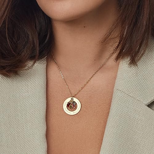 Custom Birthstone Necklace for Mom with Kids' Names
