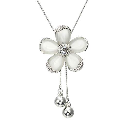 HSQYJ Flower Shape Created Crystal Necklace Cat Eye Pendant Long Chain Sweater Necklace Adjustable Long Pendant Tassel Necklace for Women (Sunflower)