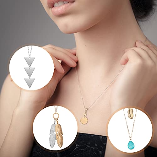 Hicarer 30 Pieces Long Pendant Necklace Set Simple Bar Layer Tassel Y Tassel Leaf Circle Bar Necklace Y-Shaped Statement Sweater Necklace for Women Girls