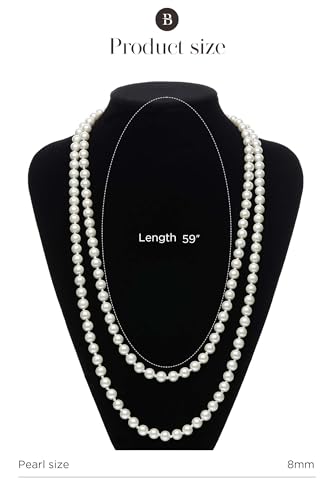 BABEYOND Long Pearl Necklace Faux Pearls Necklace Set Beaded Long Pearls Necklace 1920s Gatsby Costume Jewelry