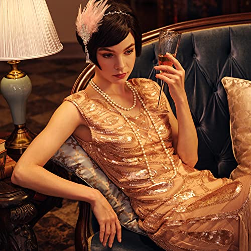 BABEYOND Long Pearl Necklace Faux Pearls Necklace Set Beaded Long Pearls Necklace 1920s Gatsby Costume Jewelry