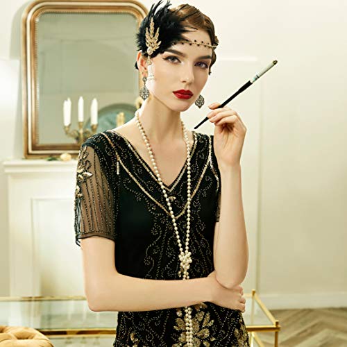 BABEYOND Long Pearl Necklace Faux Pearls Necklace Set Beaded Long Pearls Necklace 1920s Gatsby Costume Jewelry