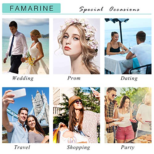 FAMARINE CZ Long Necklace, Rhinestone Bar Y Lariat Necklace Silver Tone for Women Birthday Gift (Silver Rhinestone Y Necklace)