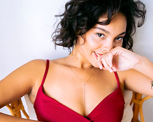 Moissanite Lariat Drop Y Necklace, 925 Sterling Silver Dainty Simple Long Prom Bridal Wedding Hypoallergenic Neckalces, 16 to 20 Inch