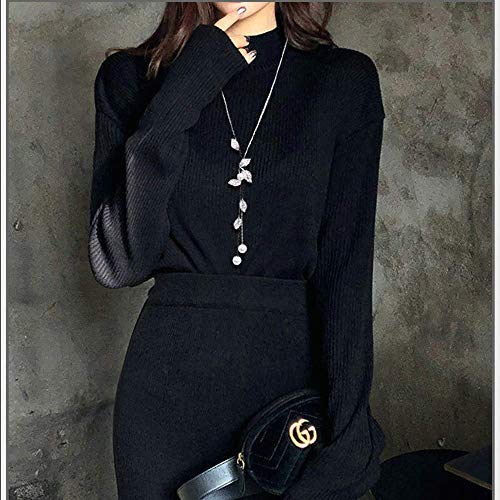 HSQYJ Shaped Y-Shaped Necklace Bohemian Crystal Pearl Flower Leaf Dangle Long Necklace Adjustable Elegant Tassel Sweater Chain Women Jewelry (Leaf Pearl Necklace)