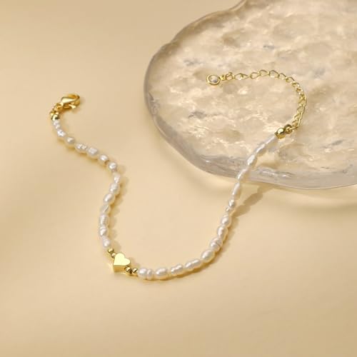 MIDEEO Gold/Silver Bracelets for Women,14K Gold Plated Bracelets for Women Evil Eye Diamond Cuban Link Heart Pearl Bracelets Everyday Jewelry Gift