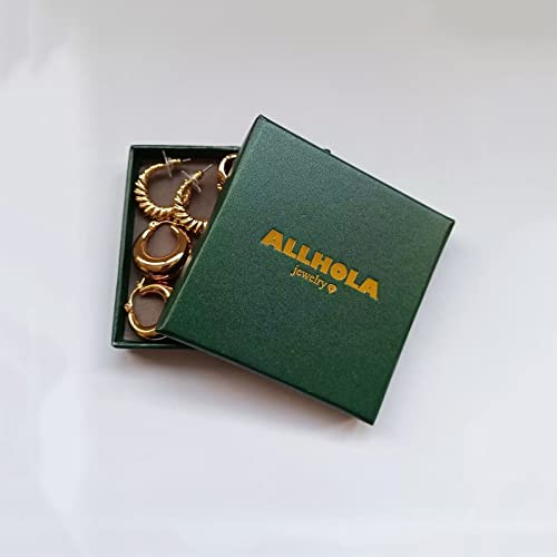 6 Pairs of 14K Gold Chunky Hoop Earrings