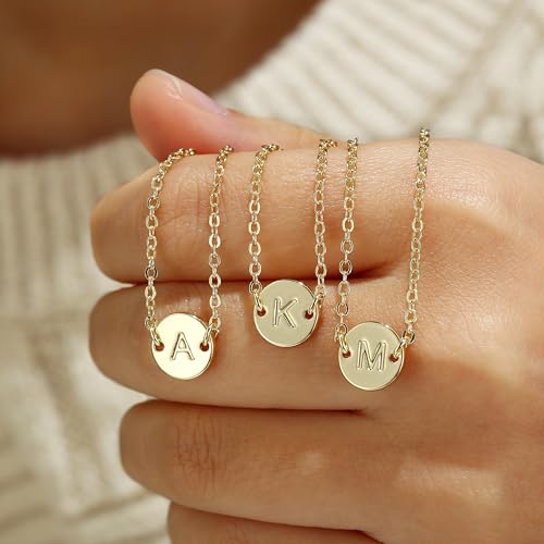 MONOZO Gold Bracelets for Women Girls- 16K Gold Plated Layered Letter Initial Bracelet Dainty Disc Letter A Initial Bracelets for Women Gold Initial Bracelets for Women Teen Girls Jewelry Gifts
