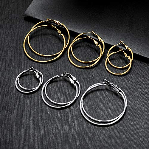 Stainless Steel Gold and Silver Plated Hoop Earrings