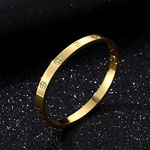 YCSLYW Women's Stainless Steel Bracelet Jewelry Crystal Bracelet With Cube Zircon Hinge Jewelry oval Bangle Witness the Gift of Love