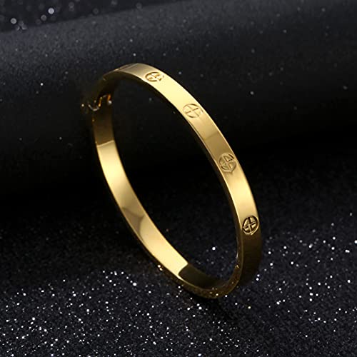 YCSLYW Women's Stainless Steel Bracelet Jewelry Crystal Bracelet With Cube Zircon Hinge Jewelry oval Bangle Witness the Gift of Love