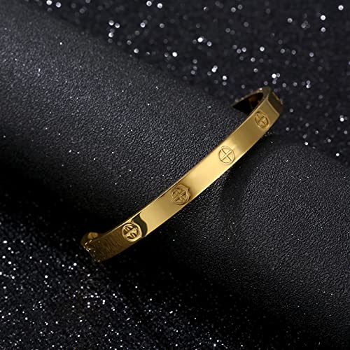 YCSLYW Women's Stainless Steel Bracelet Jewelry Crystal Bracelet With Cube Zircon Hinge Jewelry oval Bangle Witness the Gift of Love