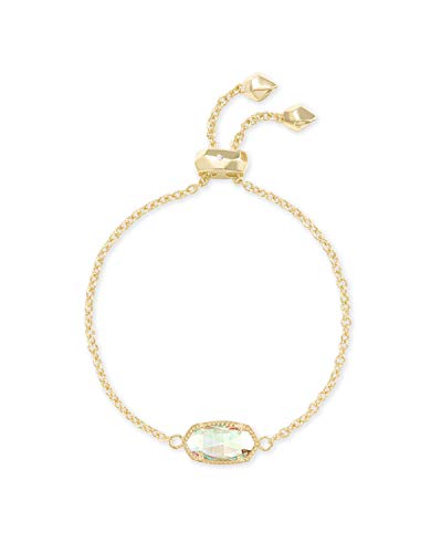 Kendra Scott Elaina Adjustable Chain Bracelet for Women, Fashion Jewelry, 14k Gold-Plated, Dichroic Glass