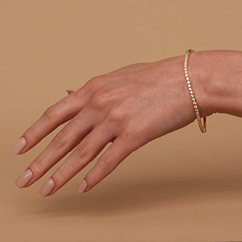 PAVOI 14K Gold Plated Cubic Zirconia Classic Tennis Bracelet | Yellow Gold Bracelets for Women | 6.5 Inches