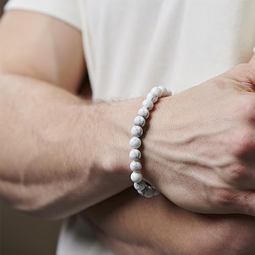 Hipwope Bracelets for Men, Black Beads Bracelets Mens Bracelet Elastic Men's Bracelet Lava Rock Bracelets Tiger Eye Bracelet Men Bracelets, Beaded Bracelets for Men