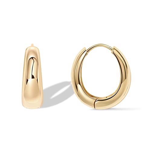 Chunky Small Gold Plated Silver Hoops Earrings Women