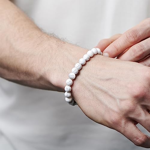 Hipwope Bracelets for Men, Black Beads Bracelets Mens Bracelet Elastic Men's Bracelet Lava Rock Bracelets Tiger Eye Bracelet Men Bracelets, Beaded Bracelets for Men