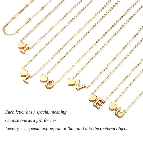 DEARMAY Dainty Gold Charm Bracelets for Women Trendy, 14K Real Gold Initial Heart Letter Bracelet Jewelry Cute Simple Fashion Chain Bracelets for Women Gift K