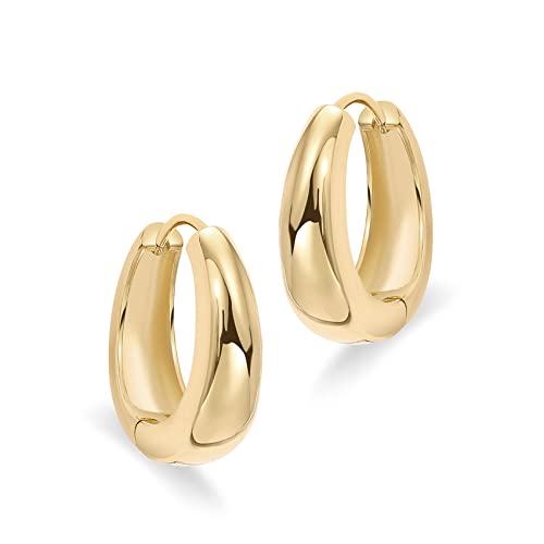 Chunky Small Gold Plated Silver Hoops Earrings Women
