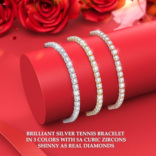 J.Fée Silver Bracelet Silver Bracelets for Women Tennis Bracelets for Women Cubic Zirconia Bracelet Sterling Silver Bracelets for Women Adjustable Bracelet for Women Gifts Christmas Gifts for Women