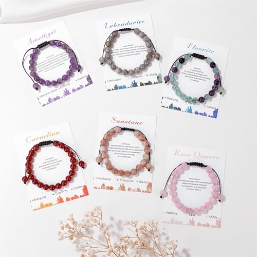 Amethyst Bracelet for Women 8mm Handmade Adjustable Amethyst Crystal Bracelet Natural Stone Purple Beaded Bracelet Healing Crystal Bracelets Amethyst Jewelry for Women