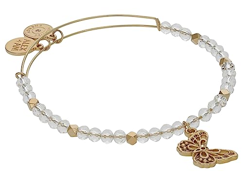 Alex and Ani AA761023SG,Filigree Butterfly and Crystal Beaded Expandable Bangle Bracelet,Shiny Gold,Gold, Bracelets