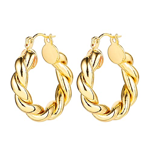 14K Gold Chunky Hoop Earrings Multipack for Women