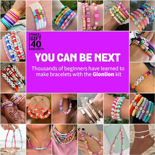 Gionlion 5200 Clay Beads Bracelet Making Kit for Beginner, Friendship Preppy Polymer Heishi Beads for Bracelets Jewelry Making kit with Charms, DIY Arts and Crafts Gifts Toys for Ages 5-13