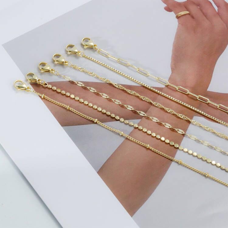 Klenai Gold Bracelets for Women, Dainty Gold Bracelet 14K Gold Plated Bracelet Stack Trendy Non-Tarnish Gold Box Paperclip Link Cuban Chain Bracelet Set Waterproof Jewelry Gifts for Womens