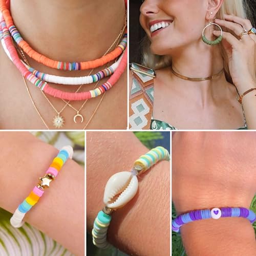 Gionlion 5200 Clay Beads Bracelet Making Kit for Beginner, Friendship Preppy Polymer Heishi Beads for Bracelets Jewelry Making kit with Charms, DIY Arts and Crafts Gifts Toys for Ages 5-13