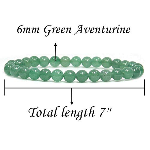 Natural Green Aventurine Gemstone 6mm Round Beads Stretch Bracelet 7" Unisex