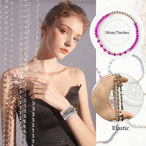 WAINIS 27-28Pcs Delicate Boho Beaded Bracelet Multi Layer Versatile Statement Bracelets Stackable stretch Cuff Sparkly Glass Crystal Beads bracelets