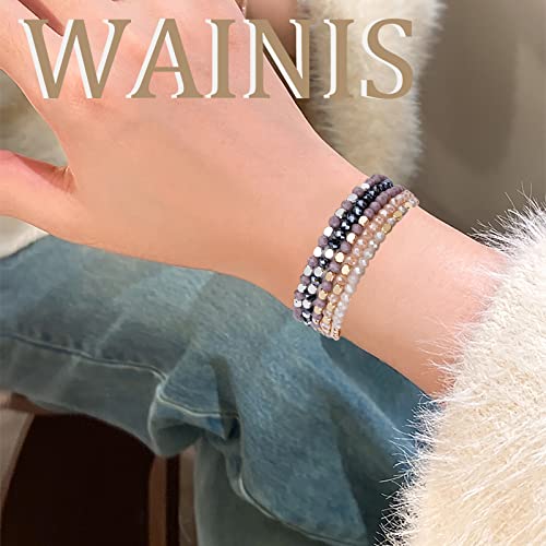 WAINIS 27-28Pcs Delicate Boho Beaded Bracelet Multi Layer Versatile Statement Bracelets Stackable stretch Cuff Sparkly Glass Crystal Beads bracelets