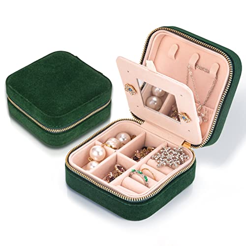 Travel Velvet Jewelry Box with Mirror, Gifts Case
