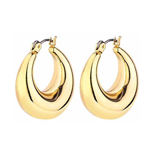 Gold Chunky Hoop Earrings Set, Twisted Huggie Hypoallergenic