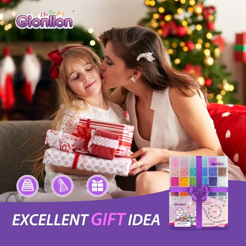 Gionlion 4200 Pcs 4mm Glass Seed Beads for Jewelry Making,24 Colors Seed Beads Friendship Preppy Bracelet Making Kit with Letter Beads Charms Kit and Elastic Strings